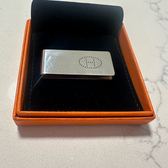 Hermes Sterling Silver Men's H Logo Money Clip